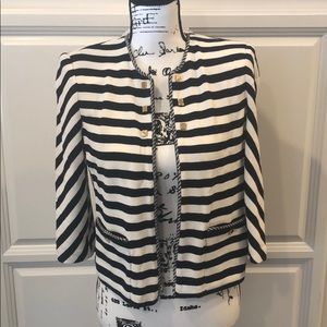 ST.JOHN Vintage Knit Navy & White Blazer